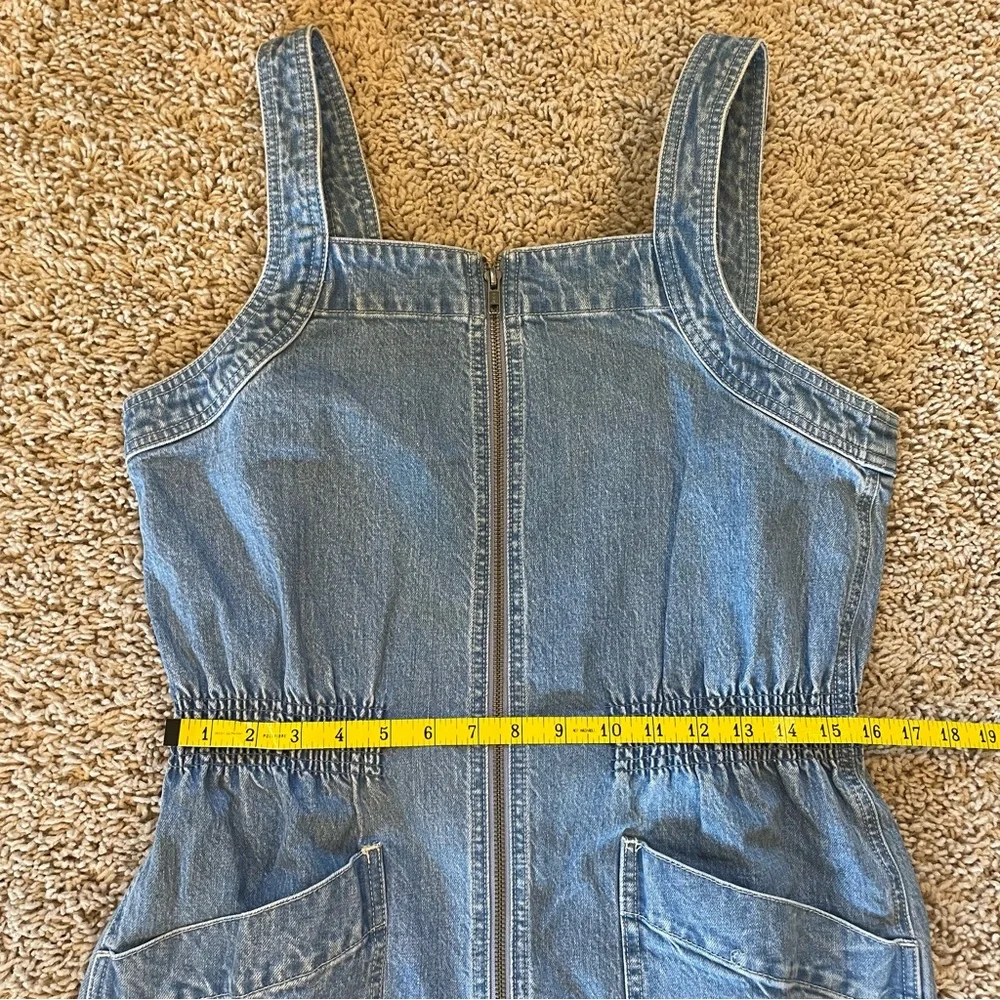 Madewell Denim Zip Smock-Waist Jumpsuit in Baisley Wash Size Large - Picture 9 of 15